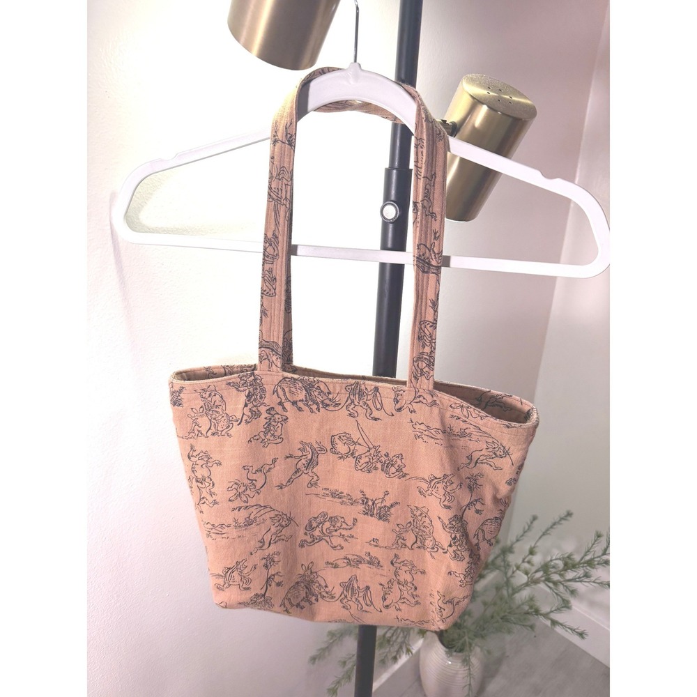 animal toile tote Choju-giga Japanese Art Print Canvas easy day bag pastoral med